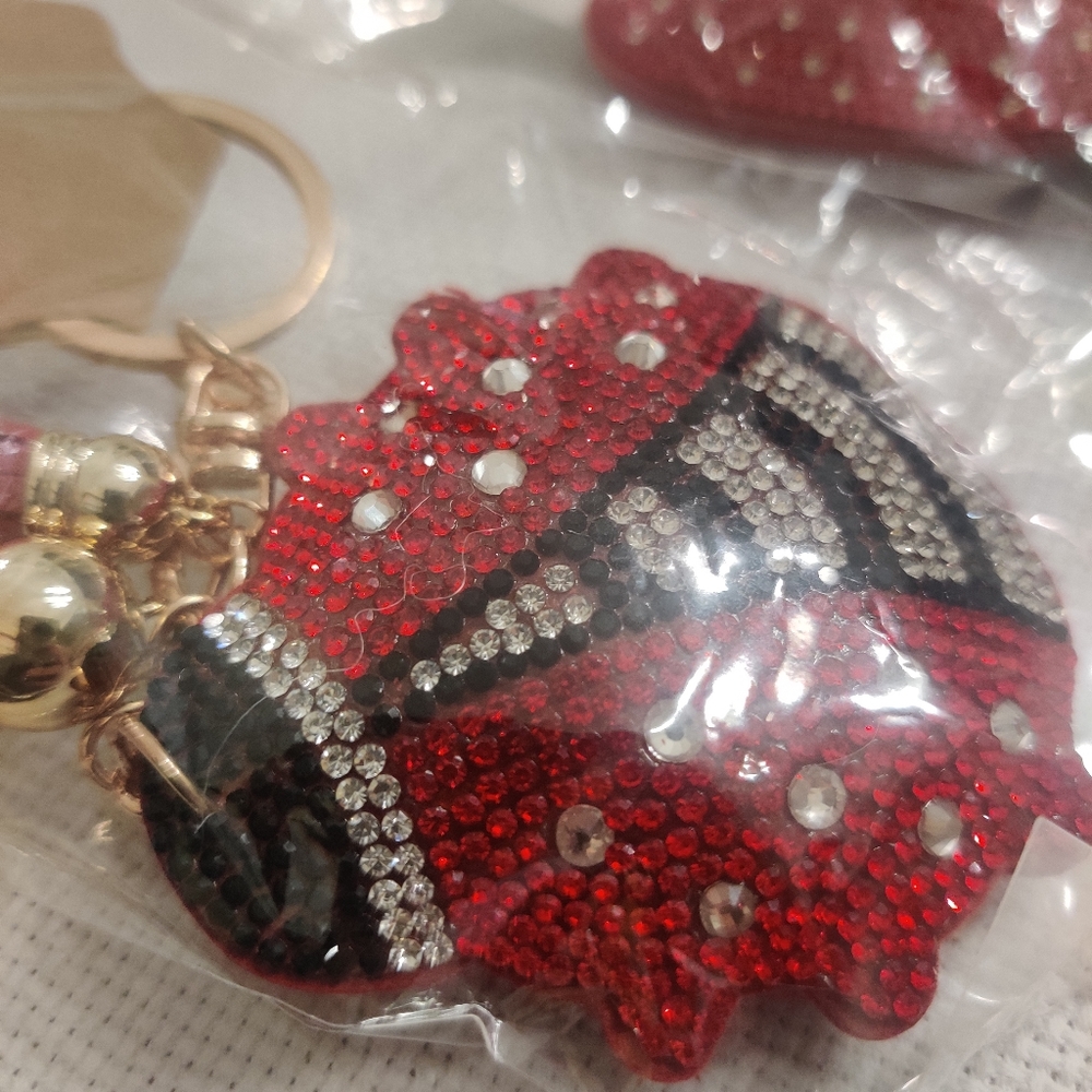 Two Rinestone Strawberry and Ladybug Key chains - Picture 5 of 6